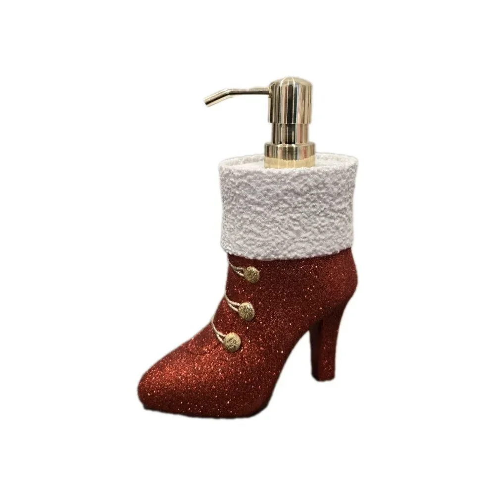 New Christmas Funny Mrs. Claus Reed High Heel Boot Soap Dispenser Decoration